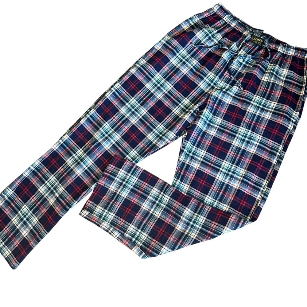 Polo Ralph Lauren Pants Men's Medium Blue Red Plaid Flannel Pajama Sleepwear